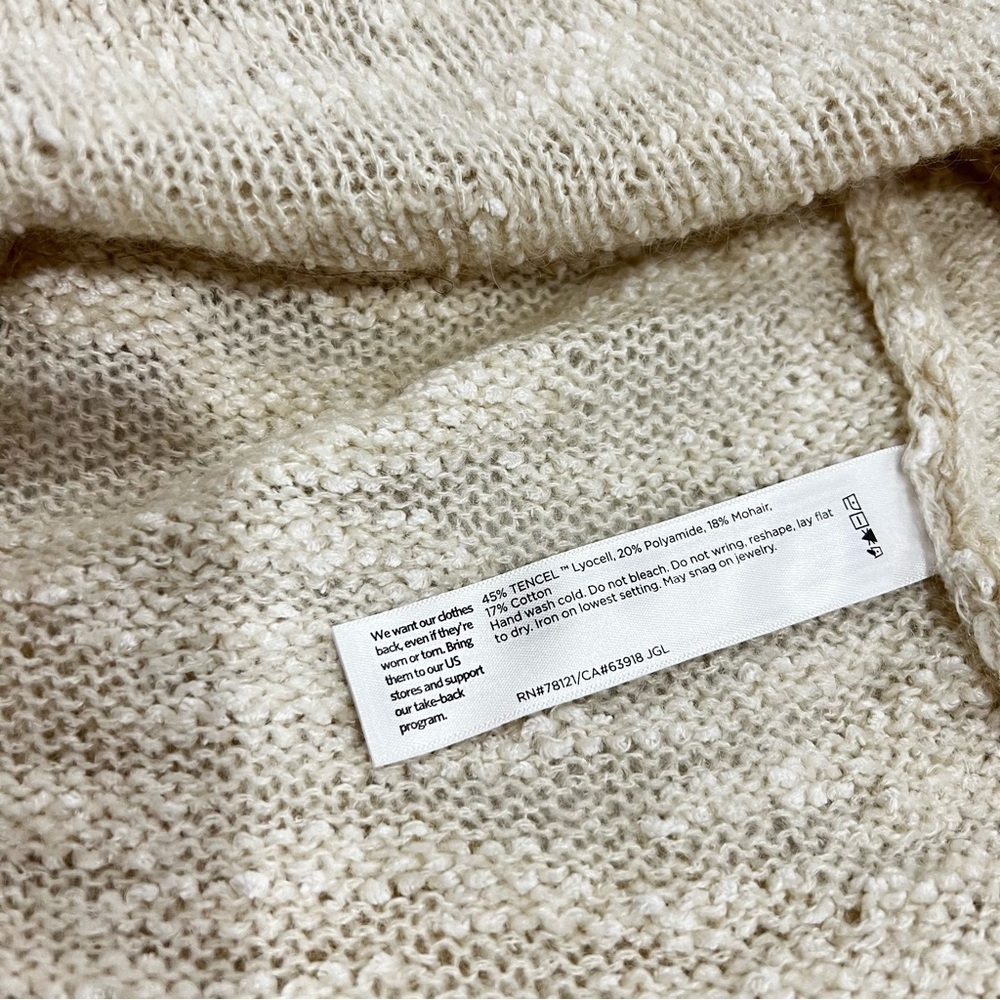 Eileen Fisher Mohair Tencel Lyocell Polyamide Size Small Petite Cream Sweater - Picture 6 of 7